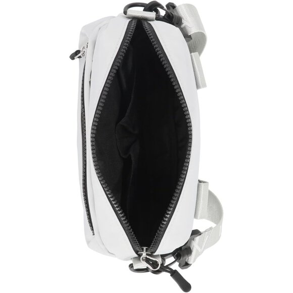 Women's Ice Grey Nylon Bean Crossbody Belt Bag Adjustable Shoulder Strap Zipper - Picture 3 of 5